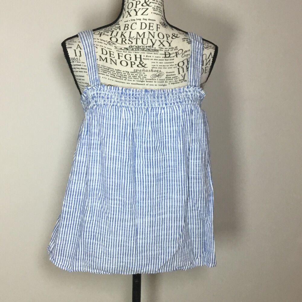100% cotton summer top elastic top blue and white stripe beachy coastal boho